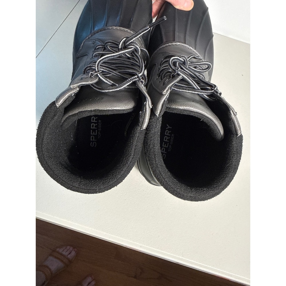 Sperry Top-Sider Avenue Duck Boots Charcoal Black Water Resistant Rain bootSz 13 - Picture 11 of 13